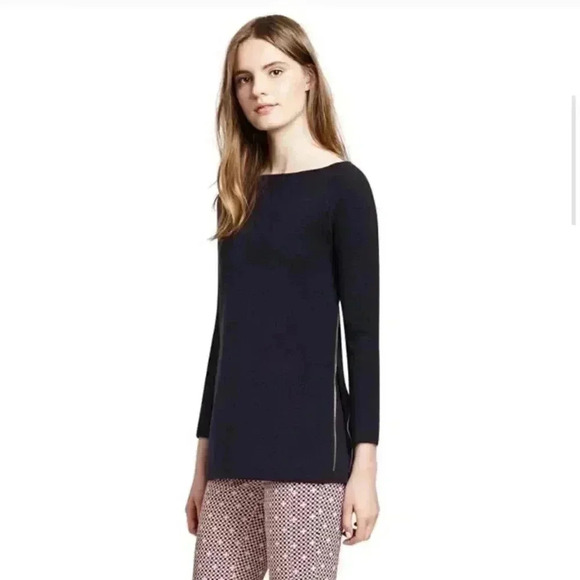 Tory Burch Rylie Side Zip Merino Wool Sweater - Picture 7 of 8